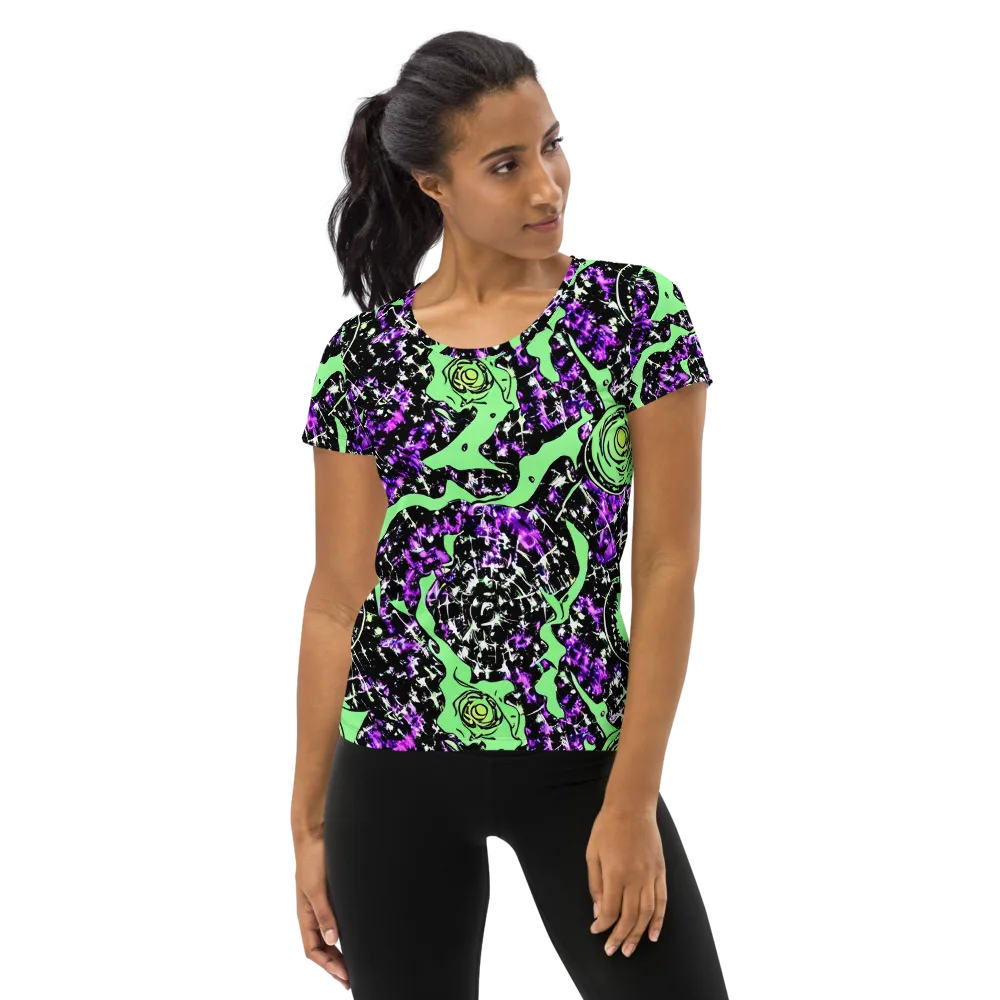 Neon Ink Garden on Women's Athletic T-Shirt — Front
