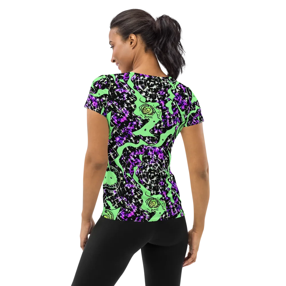 Neon Ink Garden on Women's Athletic T-Shirt — Back