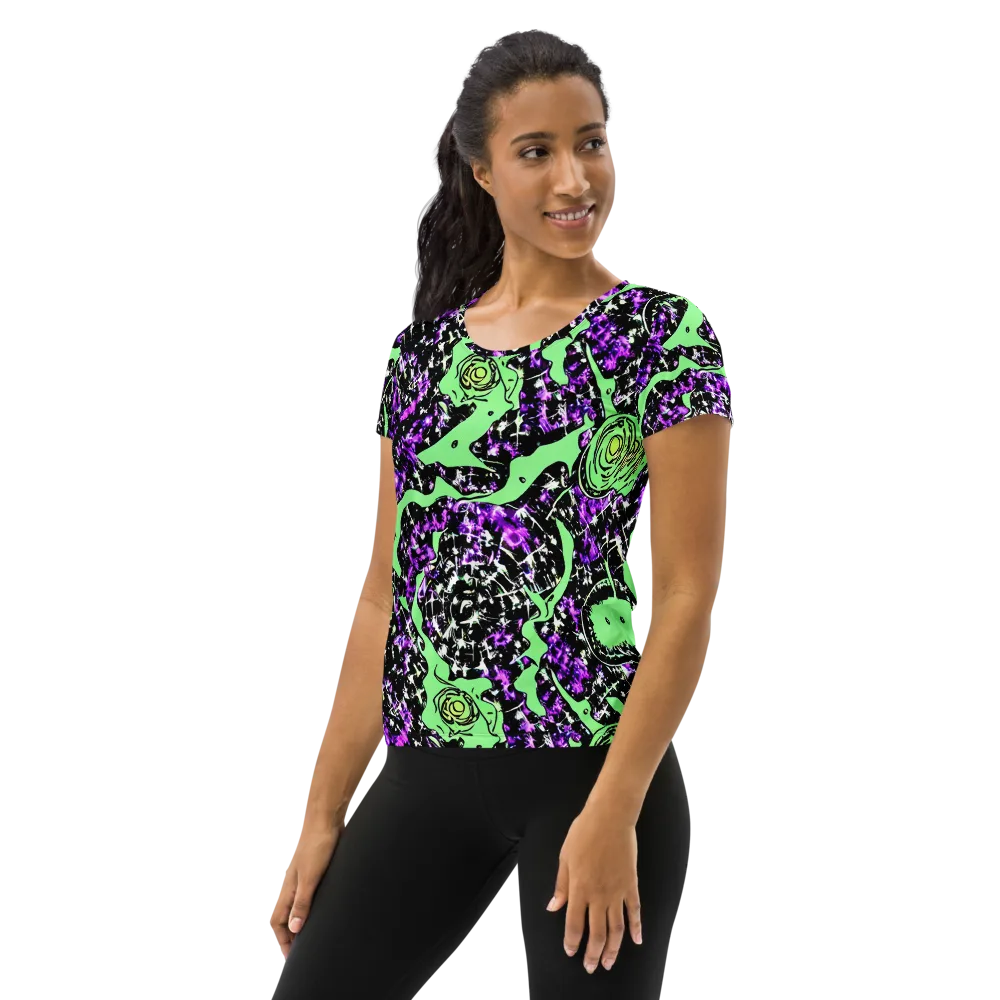 Neon Ink Garden on Women's Athletic T-Shirt — Left