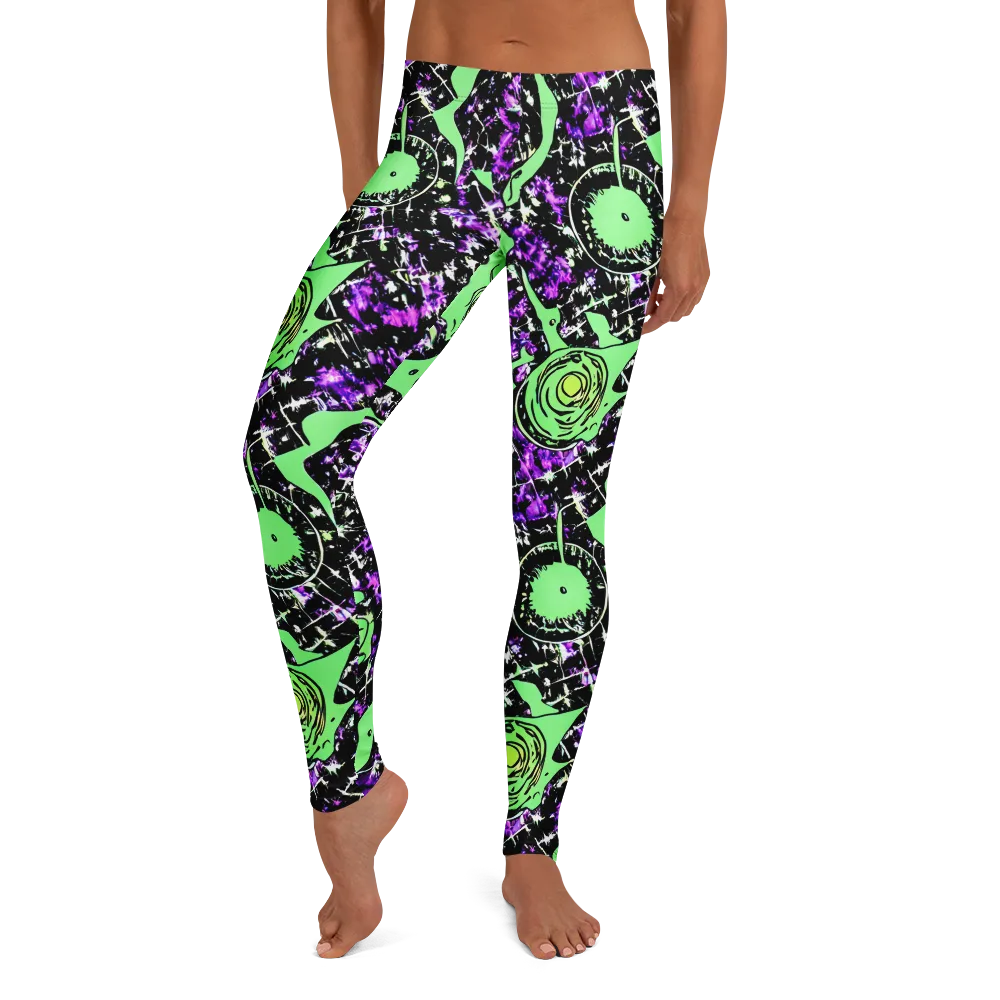 Neon Ink Garden on Leggings — Front