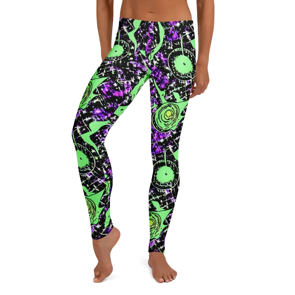 Neon Ink Garden on Leggings — Front