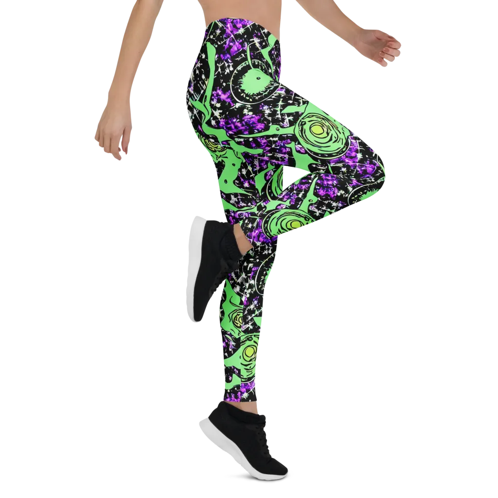 Neon Ink Garden on Leggings — Right
