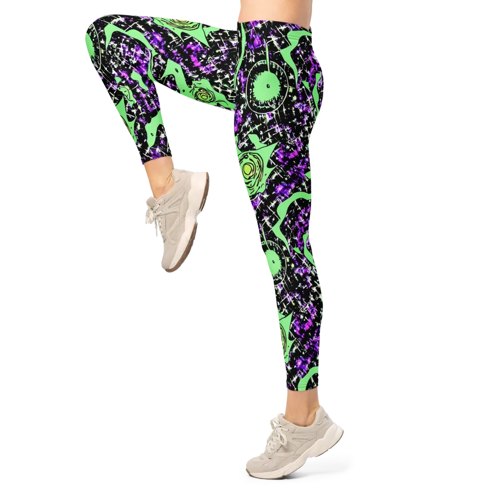 Neon Ink Garden on Leggings — Left