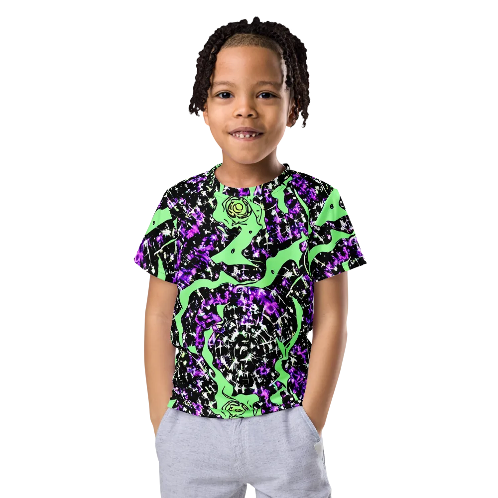 Neon Ink Garden on Kids Crew Neck T-Shirt — Front
