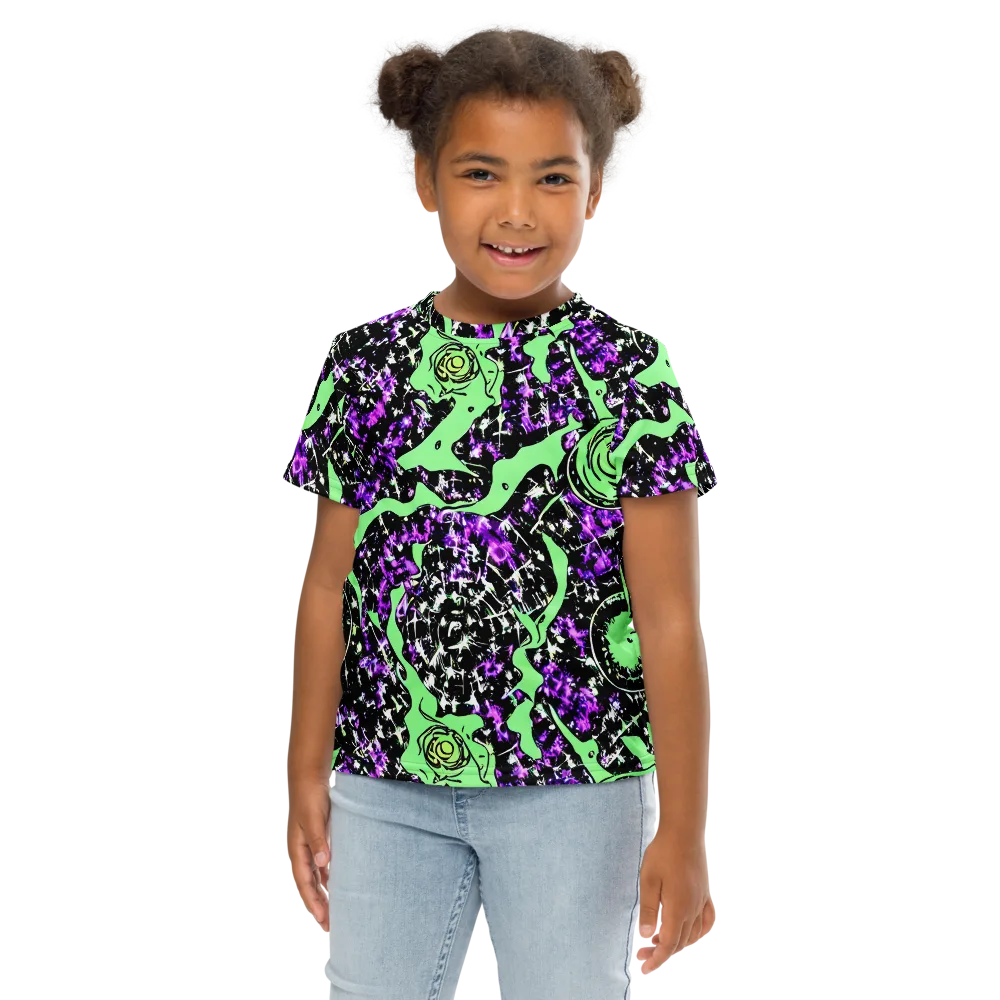 Neon Ink Garden on Kids Crew Neck T-Shirt — Front