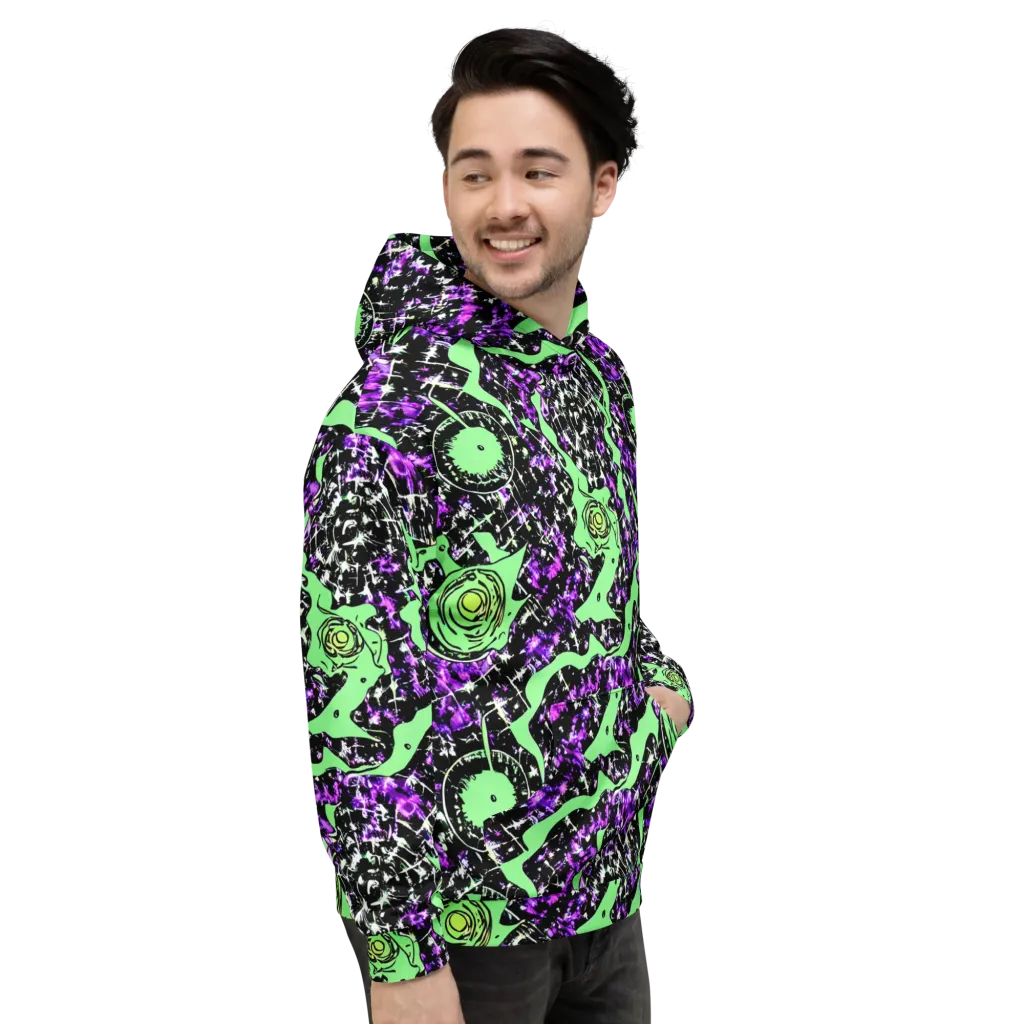 Neon Ink Garden on Hoodie — Right