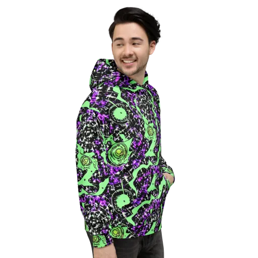 Neon Ink Garden on a Hoodie