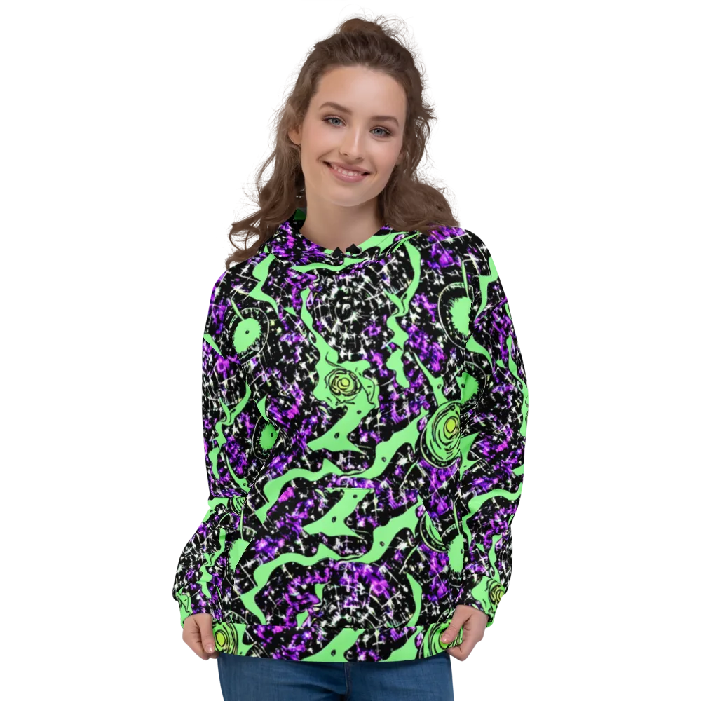 Neon Ink Garden on Hoodie — Front