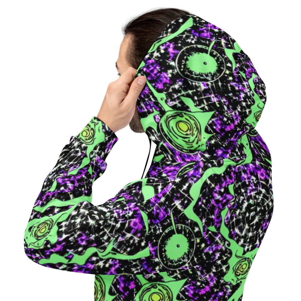 Neon Ink Garden on Hoodie — Back