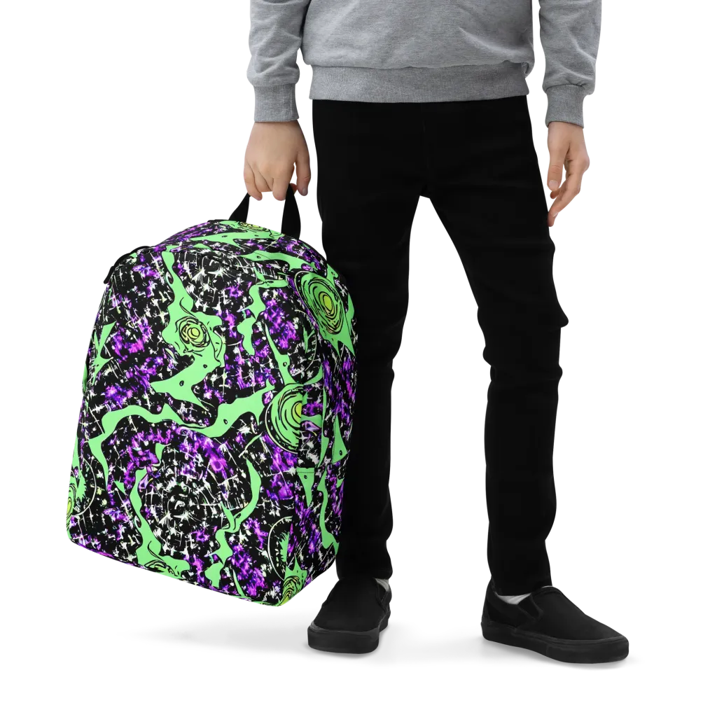 Neon Ink Garden on Minimalist Backpack — Zoomed-in