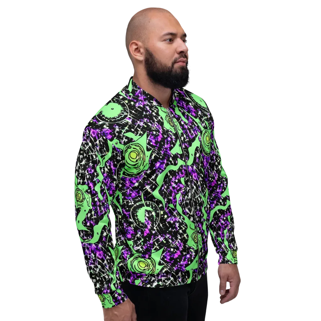Neon Ink Garden on Bomber Jacket — Right