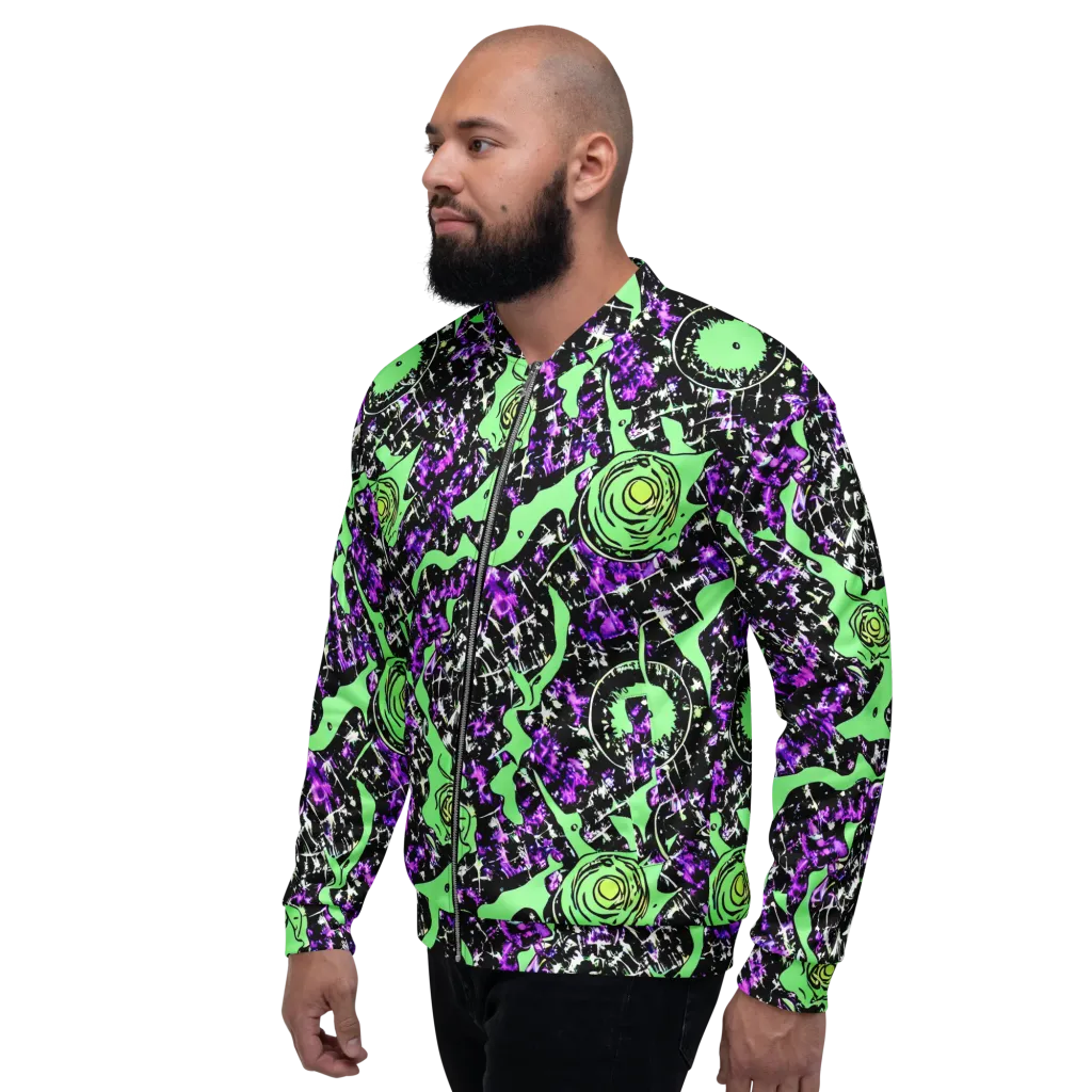 Neon Ink Garden on Bomber Jacket — Left