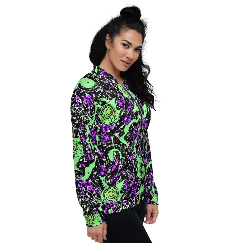 Neon Ink Garden on Bomber Jacket — Right