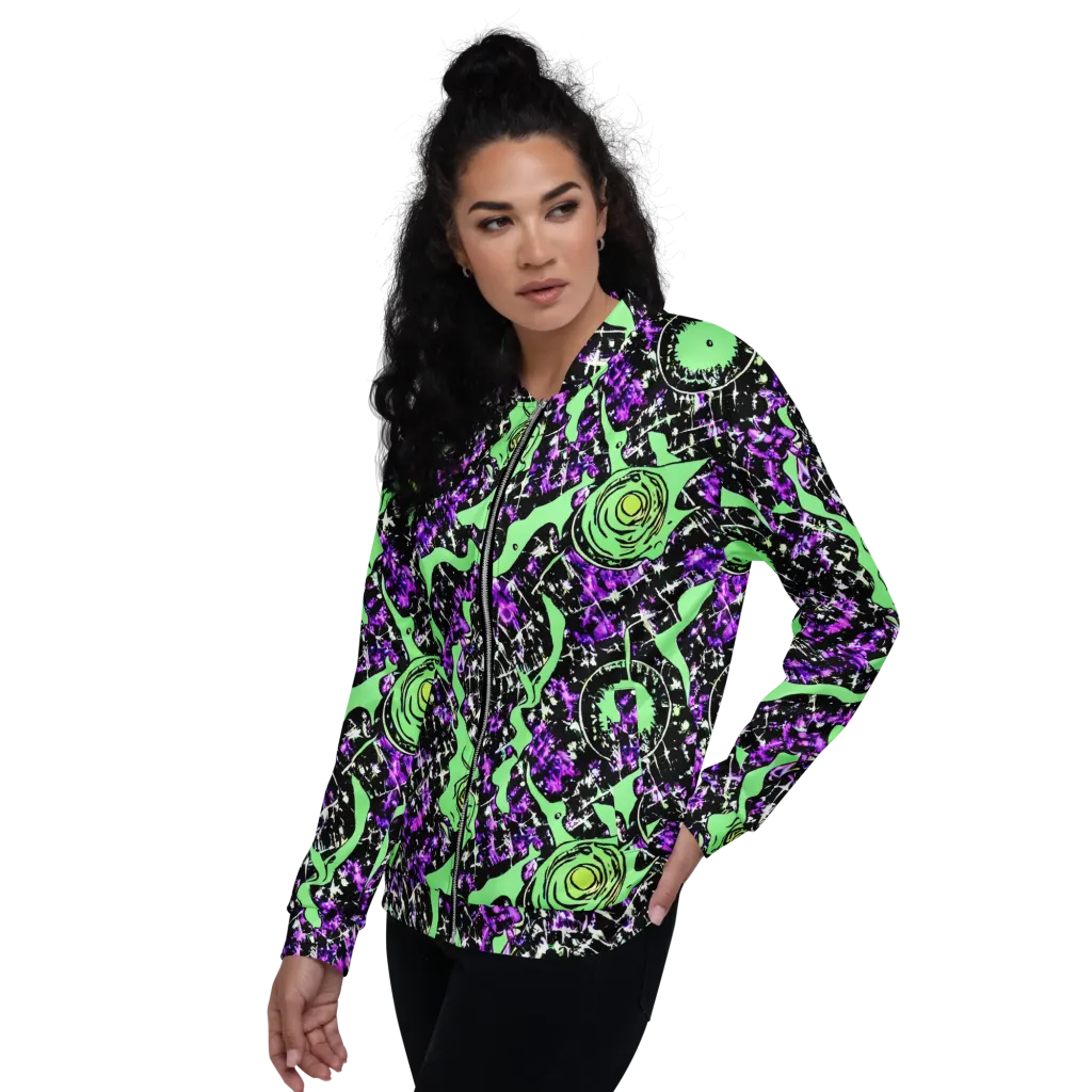 Neon Ink Garden on Bomber Jacket — Left