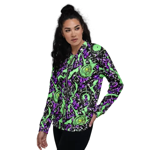 Neon Ink Garden on a Bomber Jacket