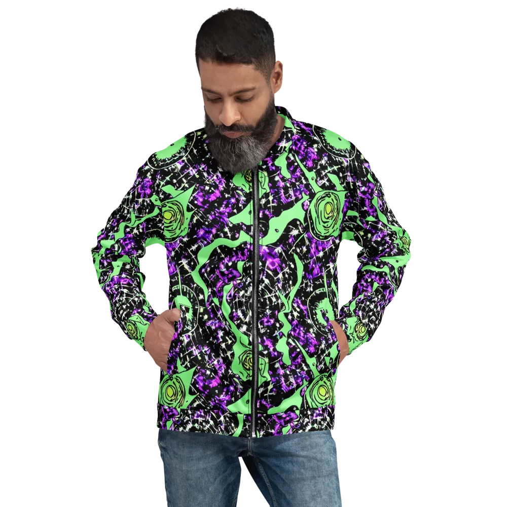 Neon Ink Garden on Bomber Jacket — Front