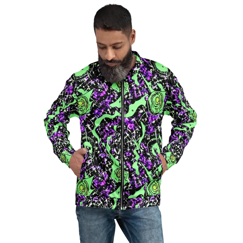 Neon Ink Garden on Bomber Jacket — Front