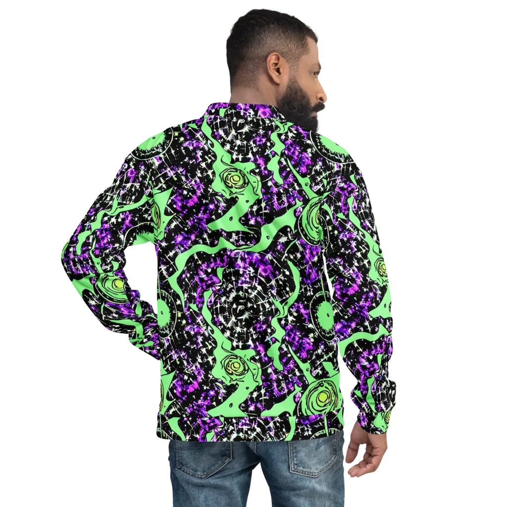 Neon Ink Garden on Bomber Jacket — Back