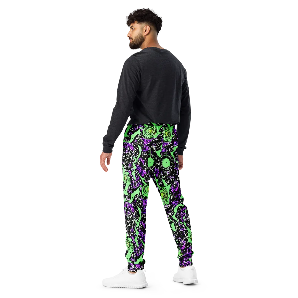 Neon Ink Garden on Men's Joggers — Back