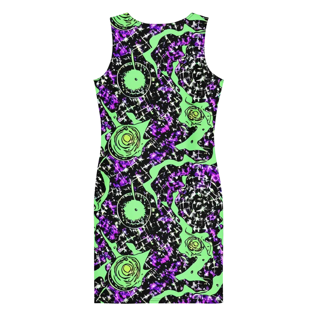 Neon Ink Garden on Bodycon Dress — Back