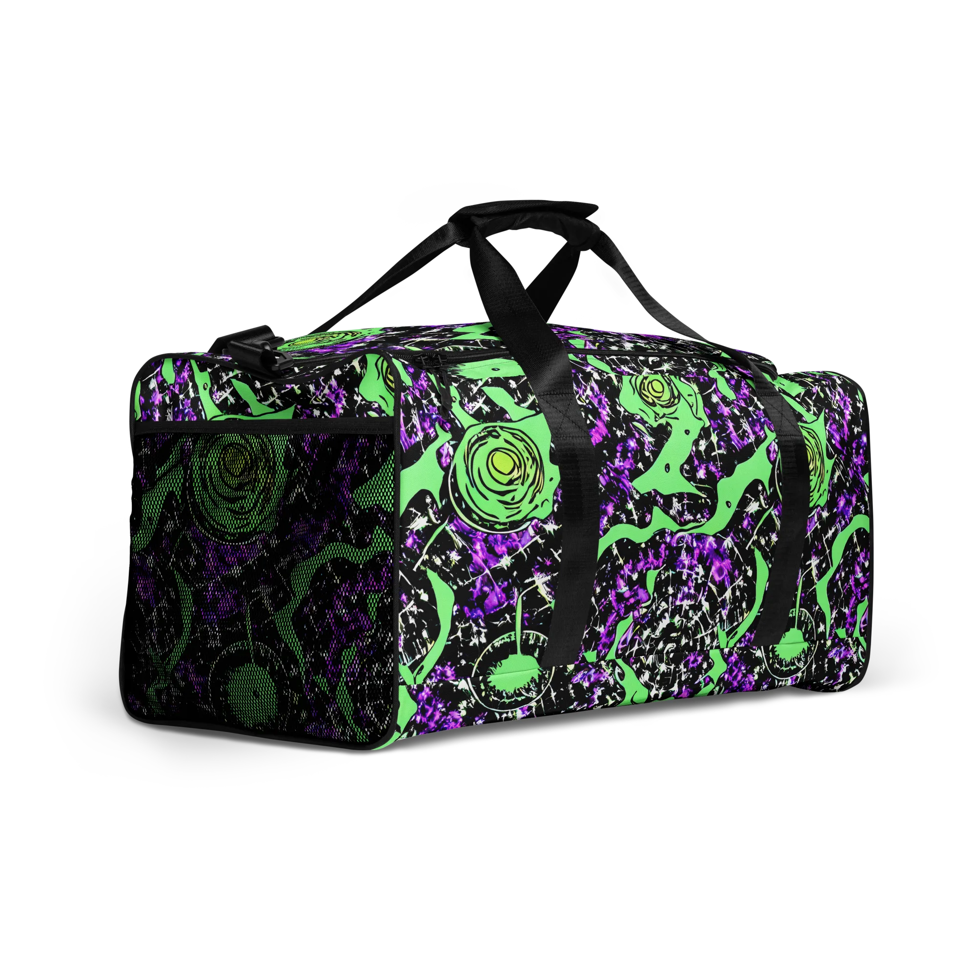 Neon Ink Garden on Duffle Bag — Right Front
