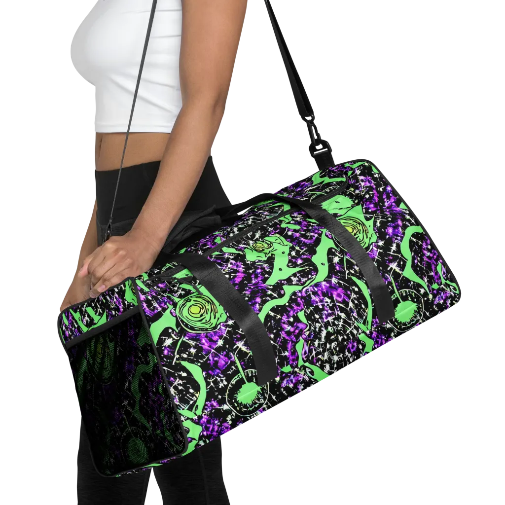 Neon Ink Garden on Duffle Bag — Front