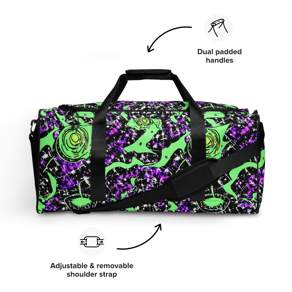 Neon Ink Garden on Duffle Bag — Front