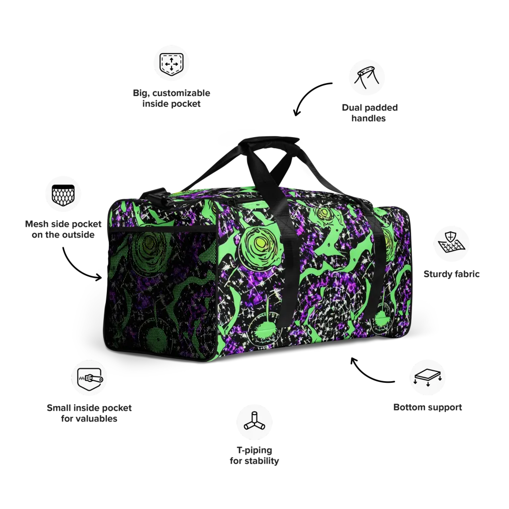 Neon Ink Garden on Duffle Bag — Right Front
