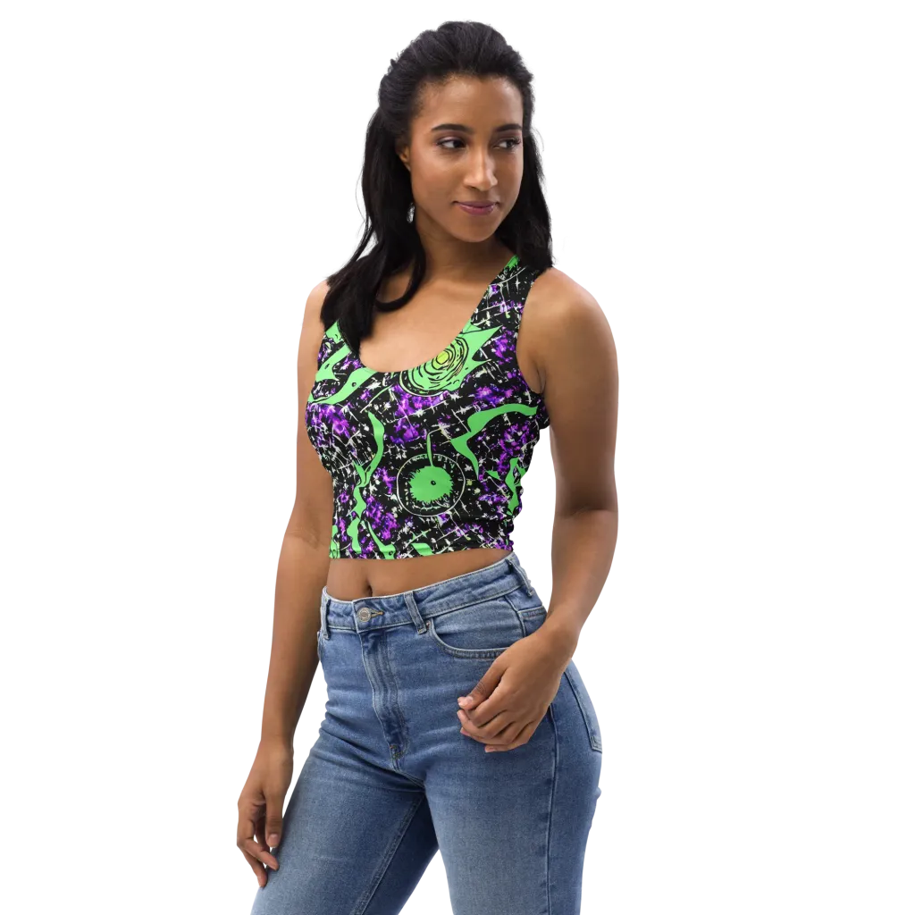 Neon Ink Garden on Crop Top — Left Front