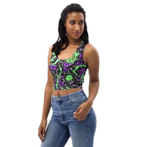 Neon Ink Garden on a Crop Top