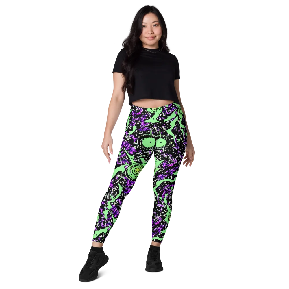 Neon Ink Garden on Leggings with Pockets — Front
