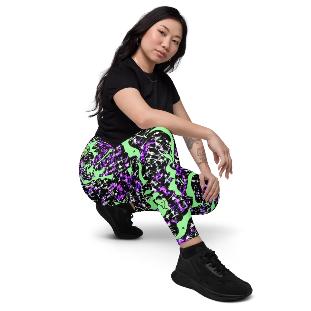 Neon Ink Garden on Leggings with Pockets — Right Front