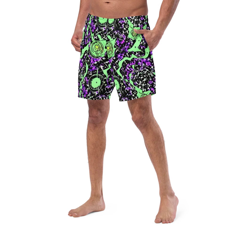 Neon Ink Garden on Swim Trunks — Left Front