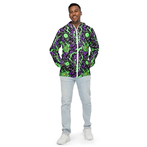 Neon Ink Garden on a Men's Windbreaker