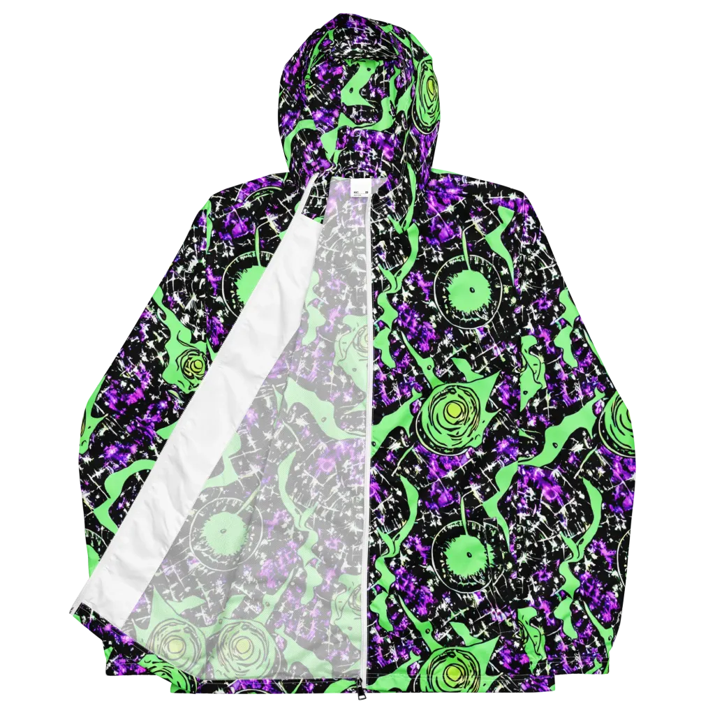 Neon Ink Garden on Men's Windbreaker — Front