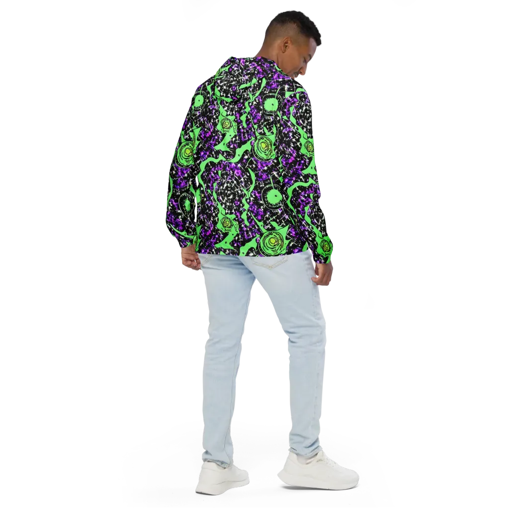 Neon Ink Garden on Men's Windbreaker — Back