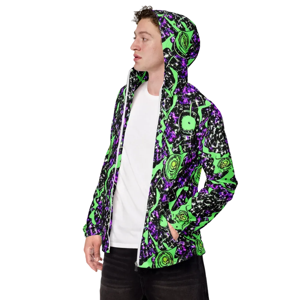 Neon Ink Garden on Men's Windbreaker — Left Front