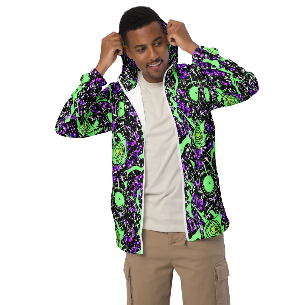 Neon Ink Garden on Men's Windbreaker — Front