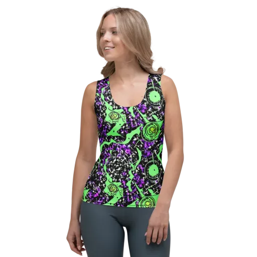 Neon Ink Garden on a Women's Tank Top
