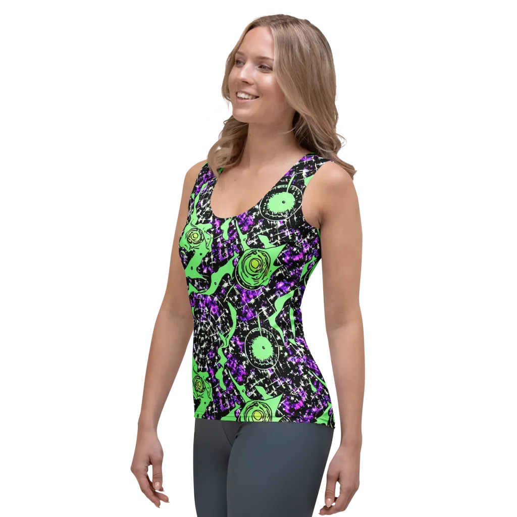 Neon Ink Garden on Women's Tank Top — Left Front