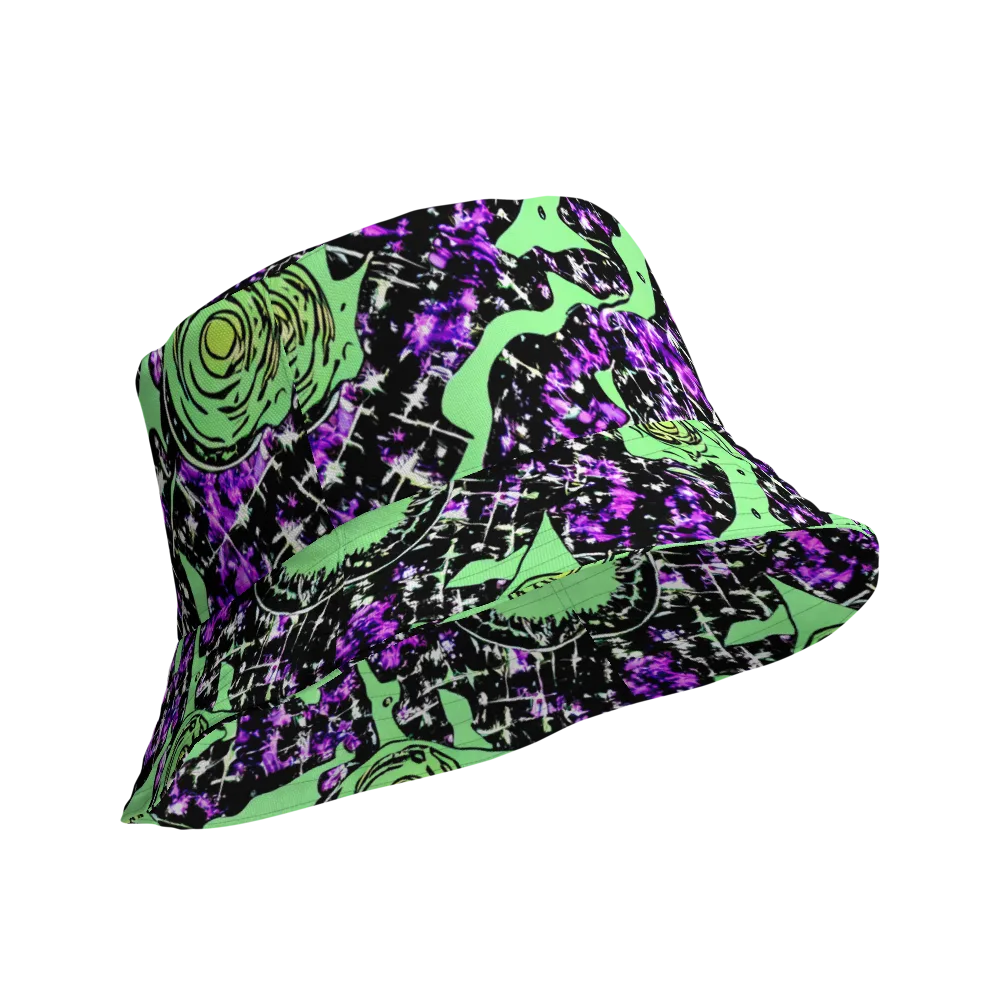 Neon Ink Garden on Reversible Bucket Hat — Product details Outside