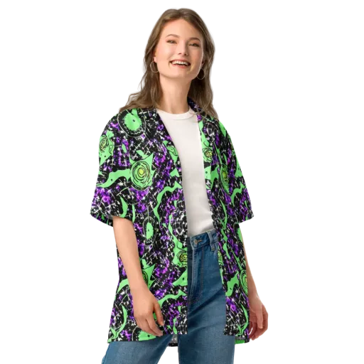 Neon Ink Garden on a Button Shirt