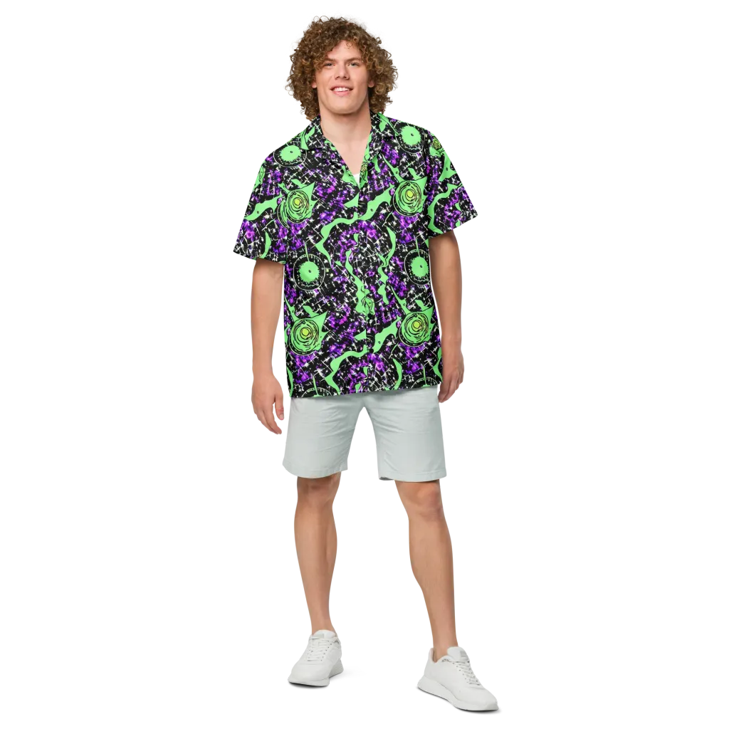 Neon Ink Garden on Button Shirt — Front