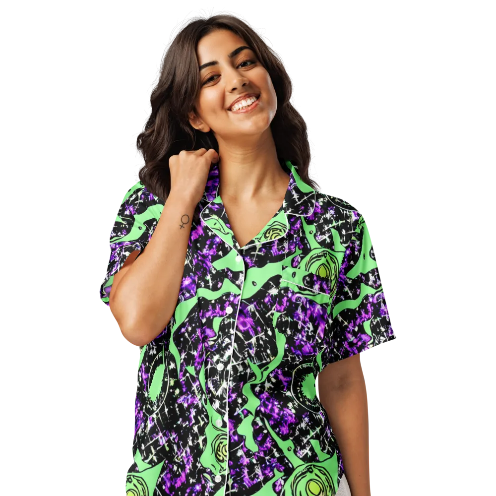 Neon Ink Garden on Women's Short Sleeve Pajama Top — Front