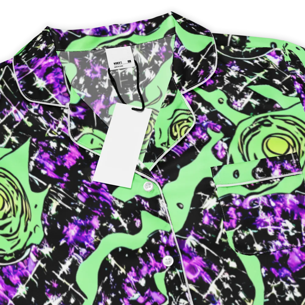 Neon Ink Garden on Women's Short Sleeve Pajama Top — Product details