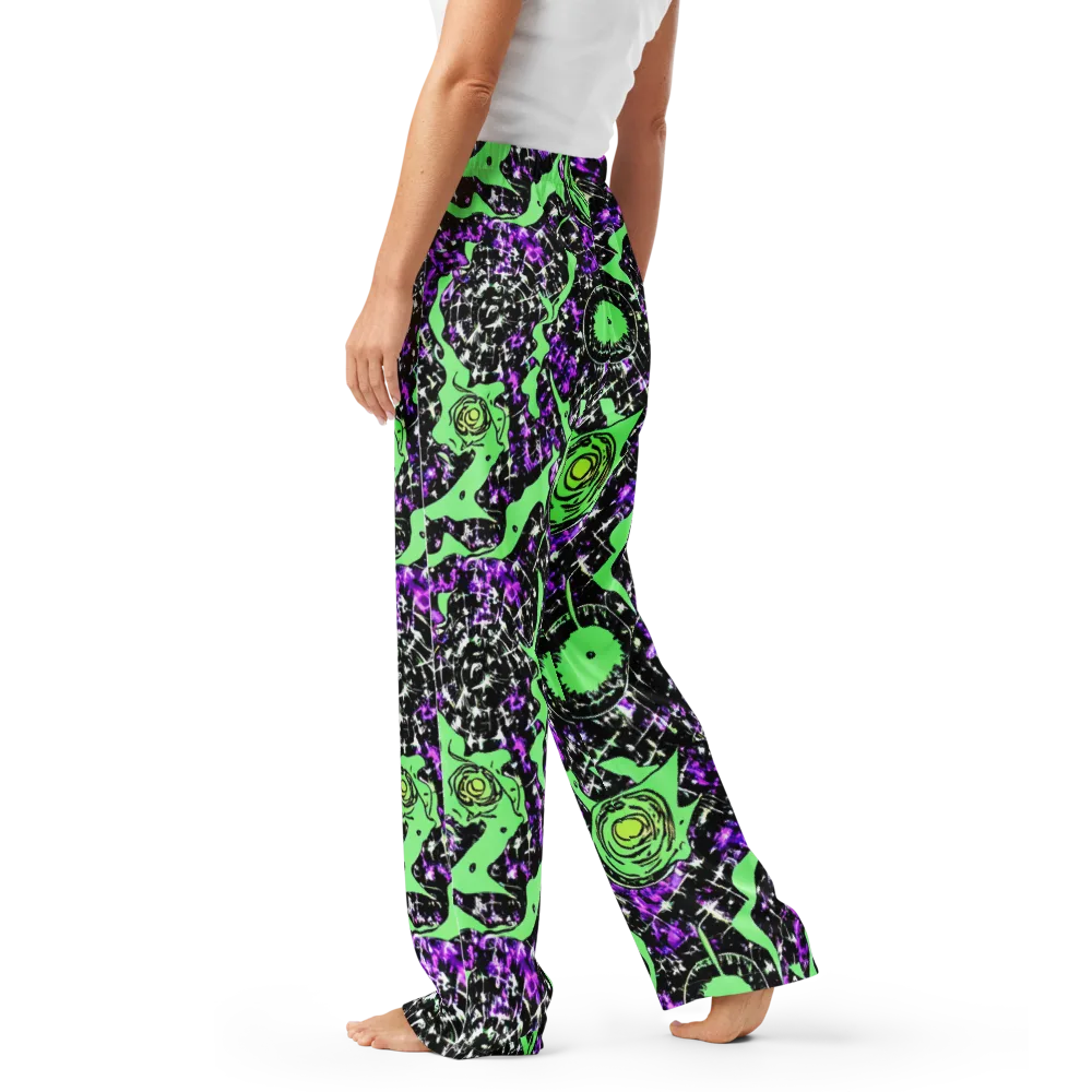 Neon Ink Garden on Women's Pajama Pants — Left