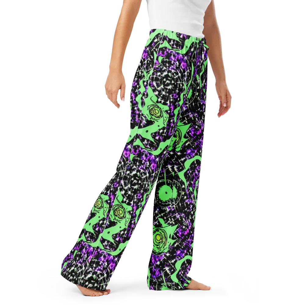Neon Ink Garden on Women's Pajama Pants — Right Front