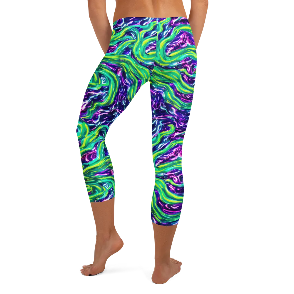Cosmic Spill on Capri Leggings — Back