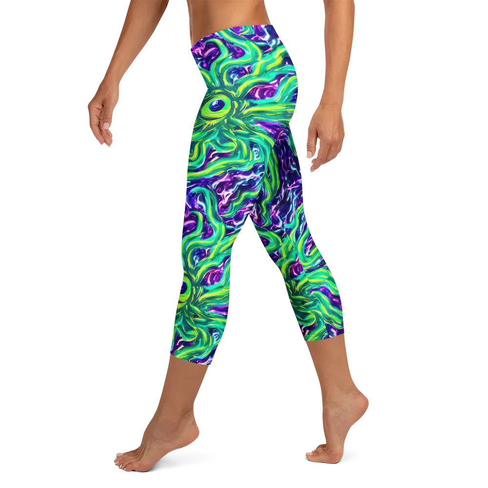Cosmic Spill on Capri Leggings — Left