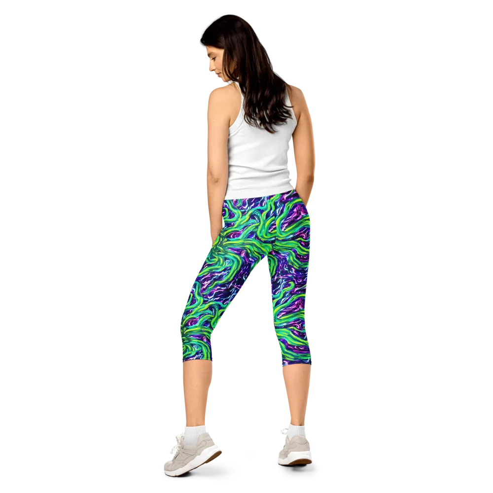 Cosmic Spill on Capri Leggings — Back
